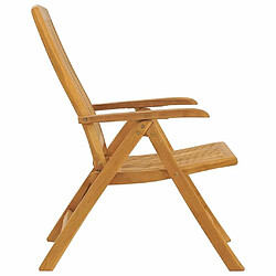 Maison Chic Lot de 2 Chaises de jardin inclinables,Fauteuil d'extérieur bois massif de teck -MN33428 pas cher