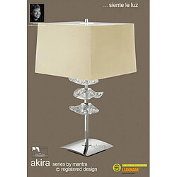 Luminaire Center Lampe de Table Akira 3 Ampoules E27, laiton antique avec Abat jour crème