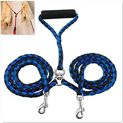 Wewoo Laisse pour chien Double Dog Leashes Anti-winding Pet Traction RopeSize 1.4m Blue Black