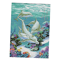 Sea Fishes World estampillé Kits de point de croix pour broderie d'enfants 11 comptés