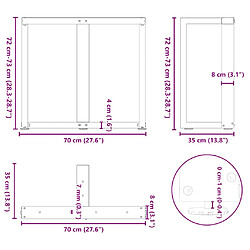 vidaXL Pieds de table à manger forme de T 2 pcs 70x35x(72-73) cm acier pas cher