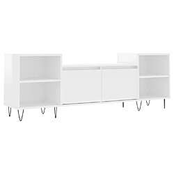 Maison Chic Meuble TV scandinave - Banc TV pour salon Blanc brillant 160x35x55 cm Bois d'ingénierie -MN70168