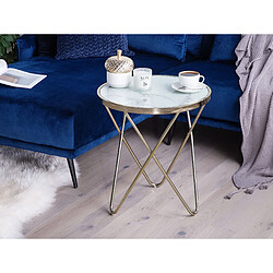 Beliani Table appoint effet marbre blanc et doré MERIDIAN II