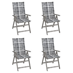 vidaXL Chaises inclinables de jardin lot de 4 et coussins Bois acacia