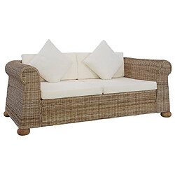 Maison Chic Canapé à 2 places,Sofa de Salon,Canapé droit avec coussins Rotin naturel -GKD769618