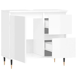 Acheter Maison Chic Armoire de salle de bain,Meuble de rangement,Meuble haut blanc brillant 65x33x60 cm -GKD540145