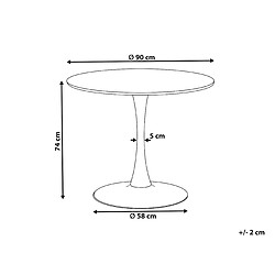 Avis Beliani Table à manger ronde d 90 cm bois foncé / support noir BOCA