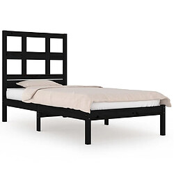 vidaXL Cadre de lit sans matelas noir 75x190 cm bois massif