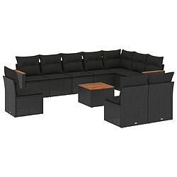 Maison Chic Salon de jardin 11 pcs avec coussins | Ensemble de Table et chaises | Mobilier d'Extérieur noir résine tressée -GKD22646