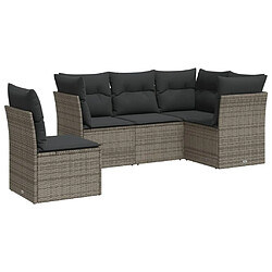 Maison Chic Salon de jardin 5 pcs avec coussins | Ensemble de Table et chaises | Mobilier d'Extérieur gris résine tressée -GKD27482