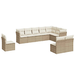 vidaXL Salon de jardin avec coussins 10 pcs beige résine tressée