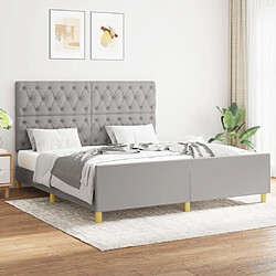 Maison Chic Lit adulte - Cadre Structure de lit avec tête de lit Contemporain Gris clair 160x200 cm Tissu -MN75390