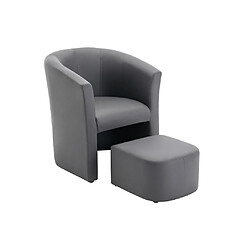 Acheter Vente-Unique Fauteuil cabriolet et pouf en simili gris JOVANA