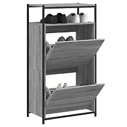 Maison Chic Armoire à chaussures | Meuble de rangement à chaussures Meuble d'Entrée Sonoma gris 60x34x112 cm Bois d'ingénierie -MN16821