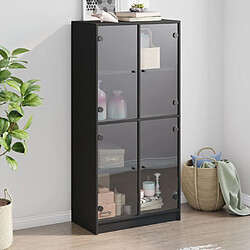 vidaXL Buffet haut avec portes noir 68x37x142 cm bois d'ingénierie