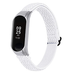 Bracelet en nylon tressée élastique réglable blanc pour votre Xiaomi Mi Band 4/3