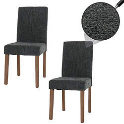 Decoshop26 Lot de 2 chaises de salle à manger dossier haut en tissu chenille gris foncé et pieds en bois clairs 04_0007323