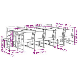 vidaXL Ensemble à manger de jardin 15 pcs noir textilène pas cher