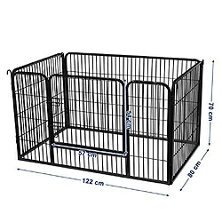 FEANDREA Parc pour Chiens, Enclos en métal pour Chien, Parc pour Chiot, Rongeur et Lapin, Pliable, Hauteur 70 cm, avec Porte, Noir PPK04BK