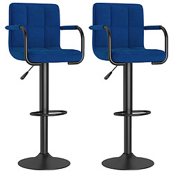 vidaXL Tabourets de bar lot de 2 bleu tissu