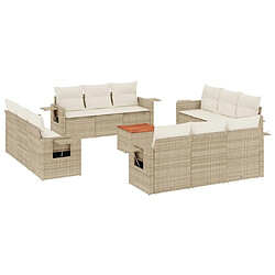 vidaXL Salon de jardin avec coussins 13 pcs beige résine tressée