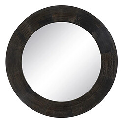 BigBuy Home Miroir mural Brun foncé Verre Bois de manguier Bois MDF Vertical Rond 122 x 3,8 x 122 cm