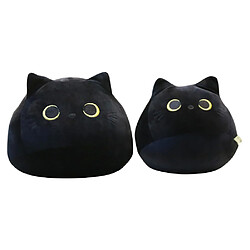 Universal 40 oreiller en peluche en forme de chat noir cristal flanelle dessin animé animal peluche douce cadeau de la Saint-Valentin | oreiller de luxe (noir)