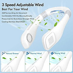 Acheter Ventilateur de Cou Portable, Climatiseur Portable Sans Lame Personnel le Plus Chaud de 2022, Petit Ventilateur de Cou de Refroidissement Suspendu pour Femmes, 360? Vent fort, USB