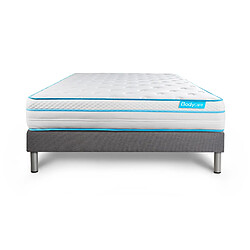 Bodycare Ensemble 140x190 matelas BodyMax micro ressorts ensachés et mémoire de forme + sommier kit gris