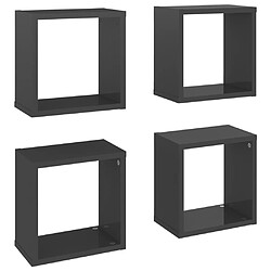 Maison Chic Lot de 4 Étagères cube murales,Etagère de rangement flottantes Gris brillant 26x15x26 cm -MN61010