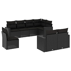 Maison Chic Salon de jardin 8 pcs avec coussins | Ensemble de Table et chaises | Mobilier d'Extérieur noir résine tressée -GKD13788