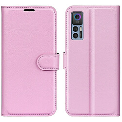 Etui en PU texture litchi avec support, rose pour votre TCL 30 5G