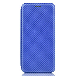 Coque en TPU + PU en fibre de carbone anti-empreintes digitales, magnétique bleu pour votre Apple iPhone 13 6.1 pouces