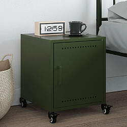 vidaXL Table de chevet vert olive 36x39x43,5 cm acier