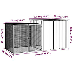 vidaXL Cage pour poules Gris 200x91x100 cm Acier galvanisé pas cher