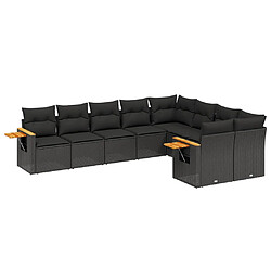 Maison Chic Salon de jardin 9 pcs avec coussins | Ensemble de Table et chaises | Mobilier d'Extérieur noir résine tressée -GKD79252