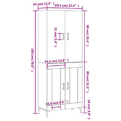 vidaXL Buffet haut Chêne marron 69,5x34x180 cm Bois d'ingénierie pas cher