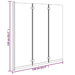 vidaXL Cabine de douche pliable 3 panneaux 130x130 cm ESG Noir pas cher