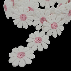 Acheter 1 yard polyester fleur brodé applique dentelle garniture couture artisanat rose