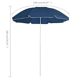 vidaXL Parasol d'extérieur avec mât en acier Bleu 180 cm pas cher