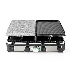 Avis NEDIS Appareil Raclette-Grill-Plancha-Pierre de Cuisson 1400 W Inclus 8 poêlons Noire Argent