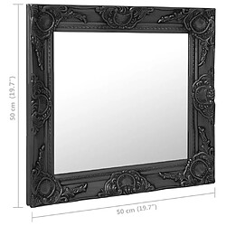 vidaXL Miroir mural style baroque 50x50 cm noir pas cher