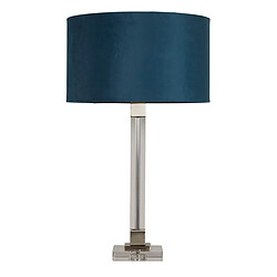 Searchlight Lampe de table Cristal, Nickel satiné, Velours bleu sarcelle