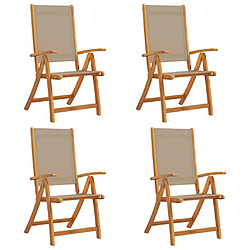 vidaXL Chaises pliables de jardin lot de 4 bois d'acacia et textilène