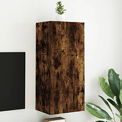 vidaXL Meuble TV mural chêne fumé 40,5x30x90 cm bois d'ingénierie