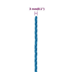 vidaXL Corde de travail Bleu 3 mm 100 m Polypropylène pas cher