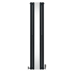 Monstershop Radiateur à Colonne Ovale avec Miroir & Valves - 1800mm x 380mm – Gris Anthracite