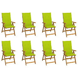 vidaXL Chaises pliables de jardin avec coussins lot de 8 Bois d'acacia