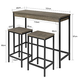 Avis SoBuy OGT30-N Lot Table et Tabourets de Bar de Style Industriel Ensemble Table de Bar + 2 Tabourets Jeu de Bar Table Haute