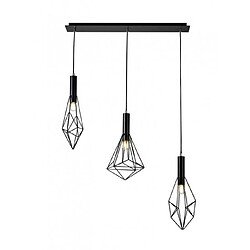 Luminaire Center Suspension Kristoff Noir 3 ampoules 50cm